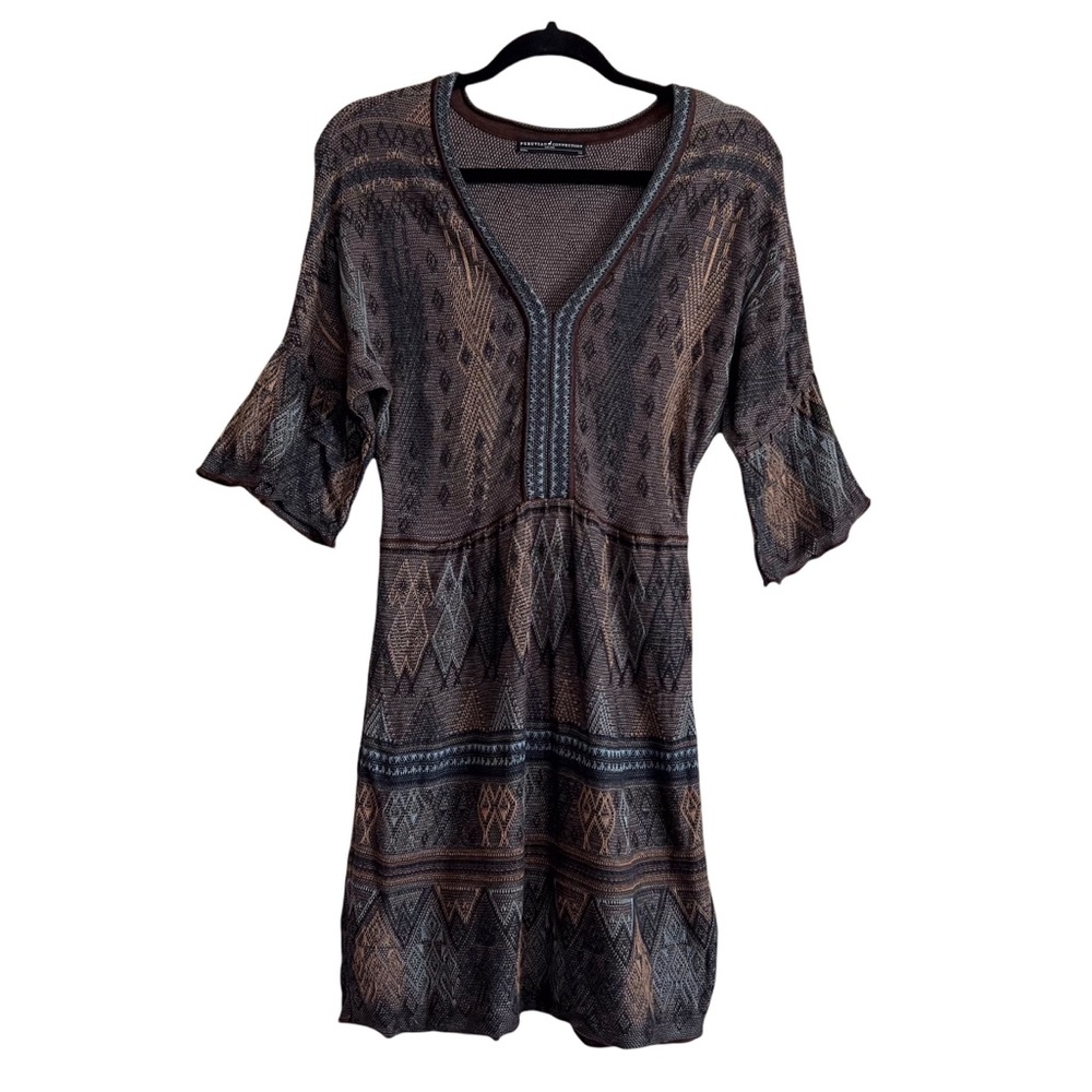 Peruvian Connection Brown Patterned Mini Dress